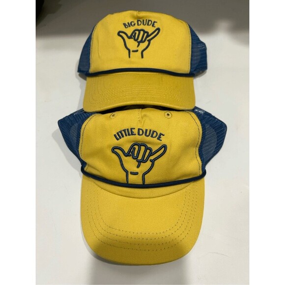 Men's 2pc Big Dude/Little Dude with Flat  Embroidery Hat, cap, Ligh yellow. New. - Picture 5 of 7